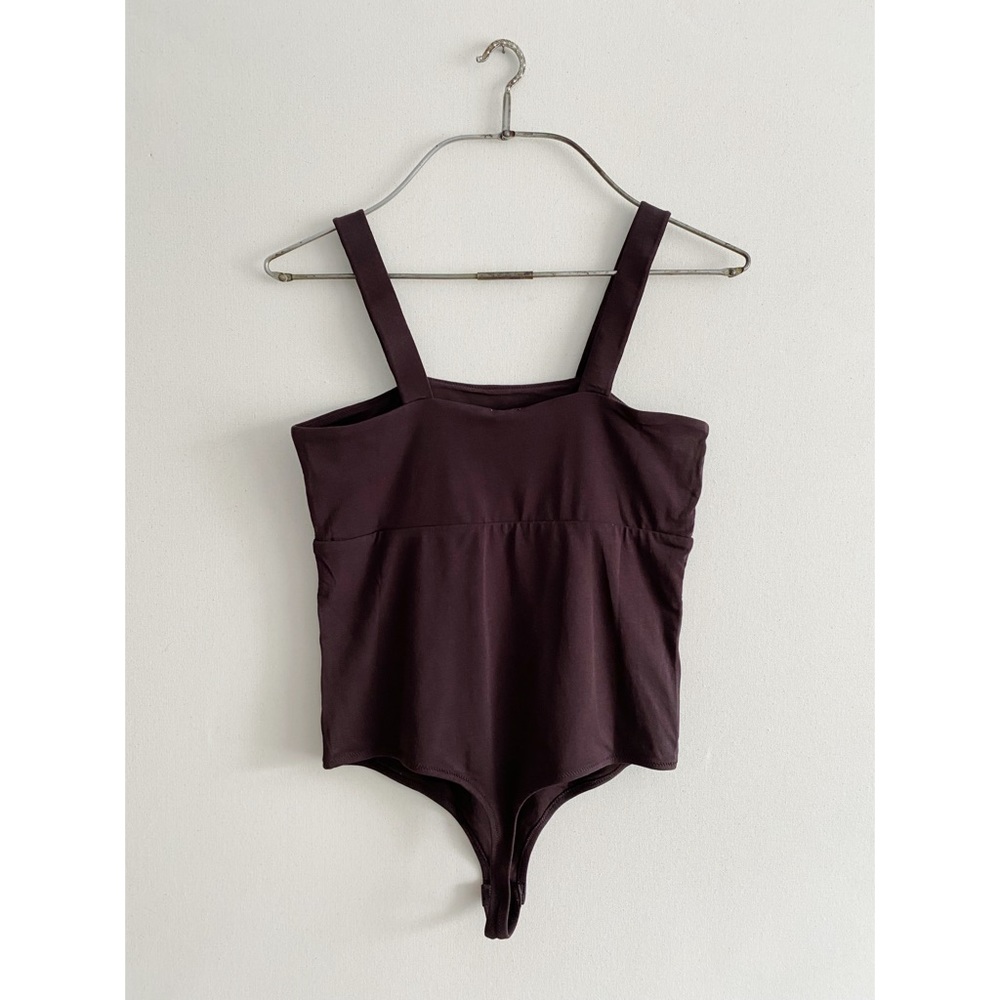 New Skin Organics Venus Bodysuit Clove Brown Square Neck Tank Top Thong Small - Picture 2 of 6